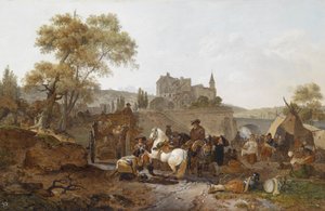 Military Camp Outside the Walls of a City by Claude Michel Hamon Duplessis